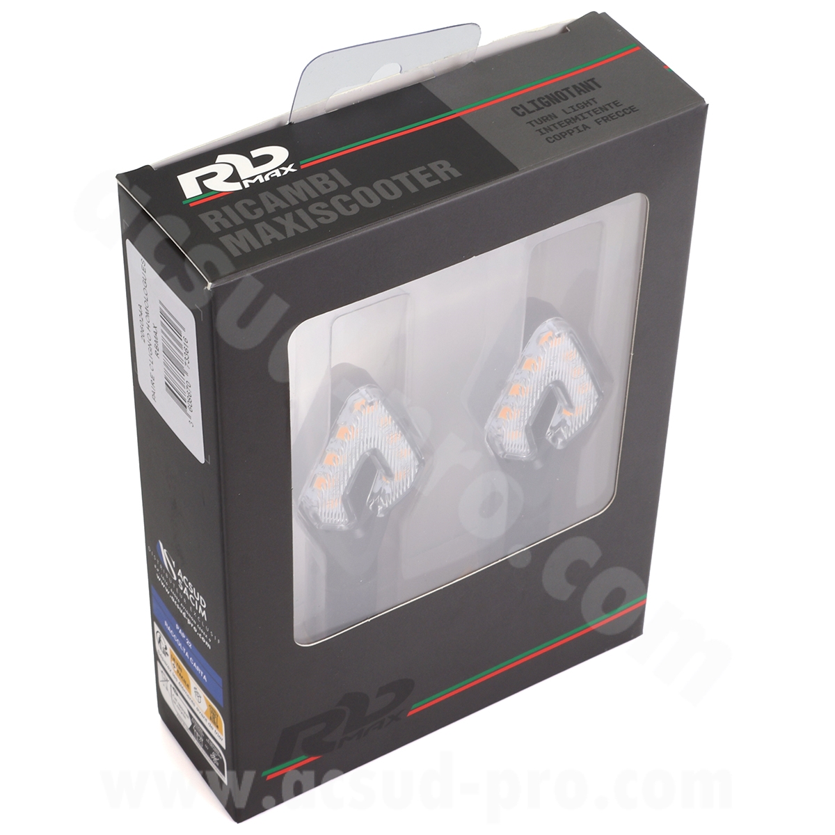 Clignotant homologué séquentiel à LEDs noir la paire - vue 2