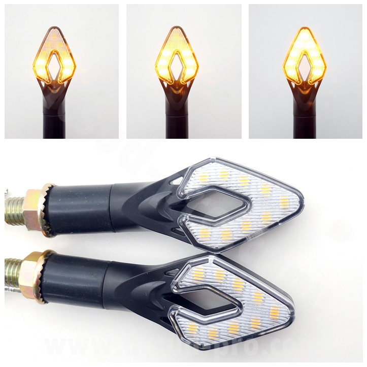 Clignotant homologué séquentiel à LEDs noir la paire - vue 3
