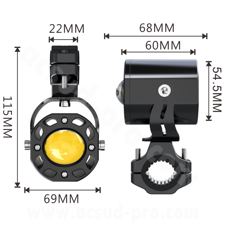 Feu avant additionnel moto LED Ecobene 12V 50W homologué CE la paire - vue 2