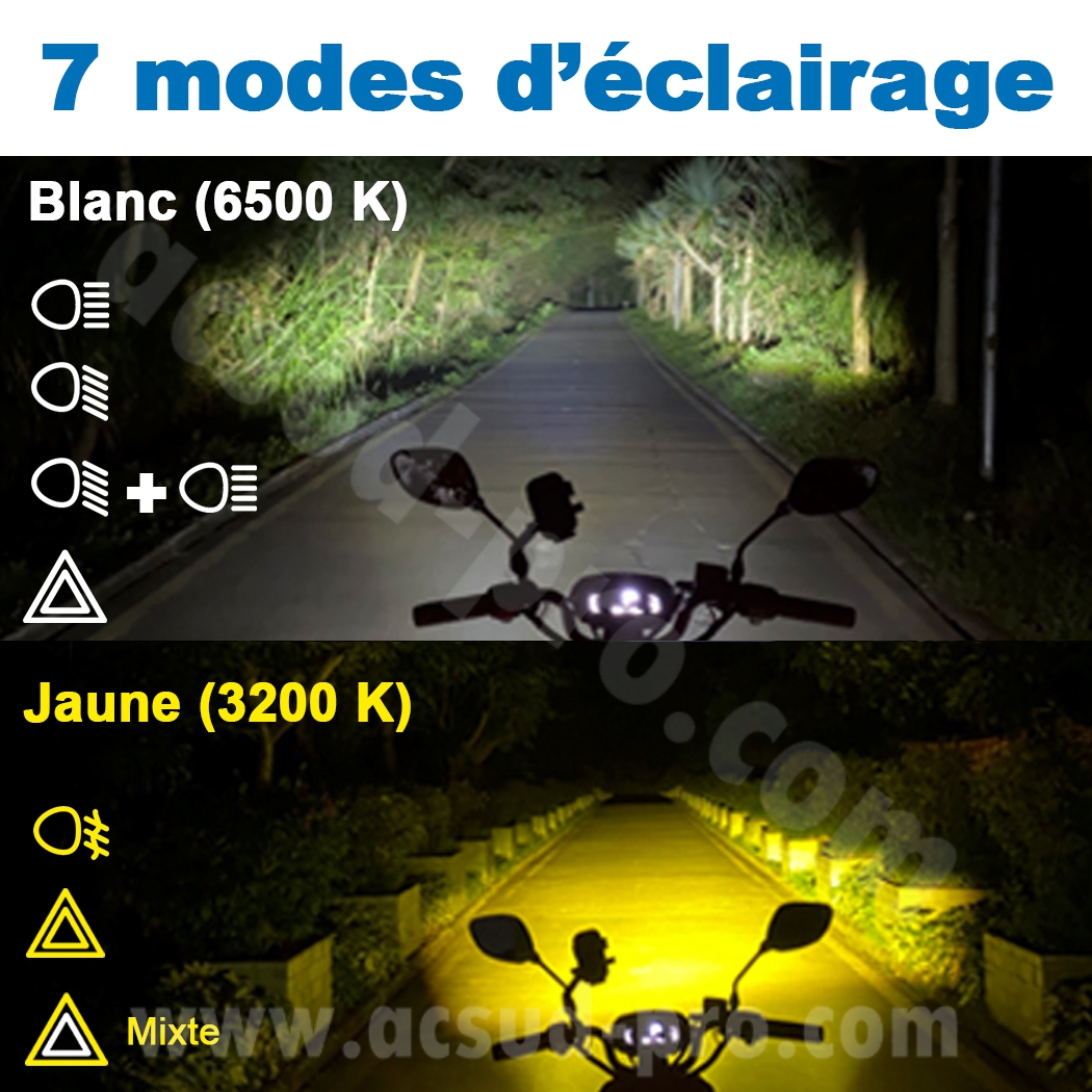 Feu avant additionnel moto LED Ecobene 12V 50W homologué CE la paire - vue 3