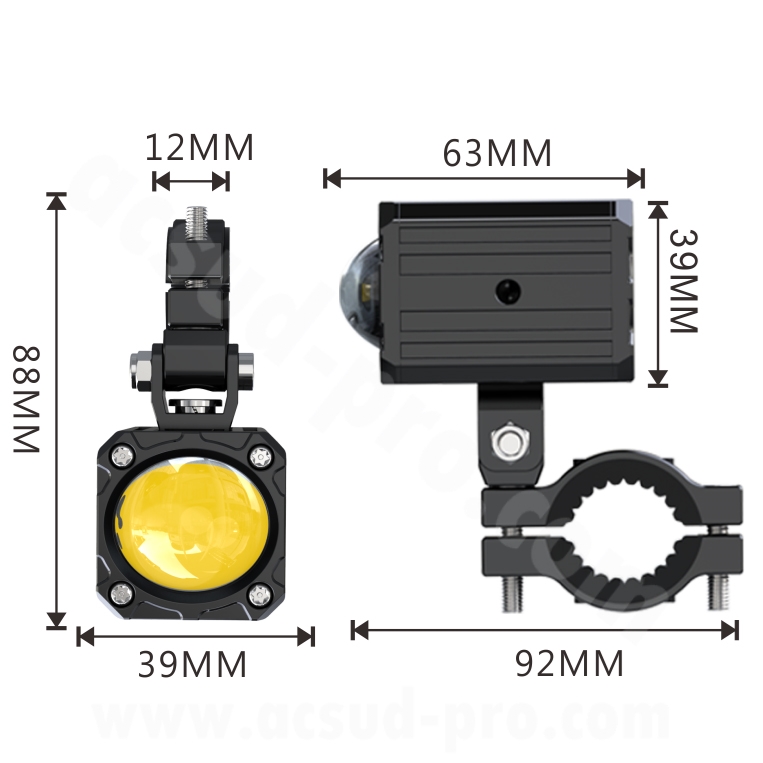 Feu avant additionnel moto LED Écobène 12V 50W homologué CE (la paire) - vue 2