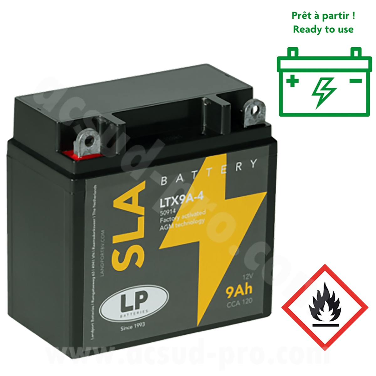 Batterie Landport LTX9A-4 12V 9Ah sans entretien SLA/AGM