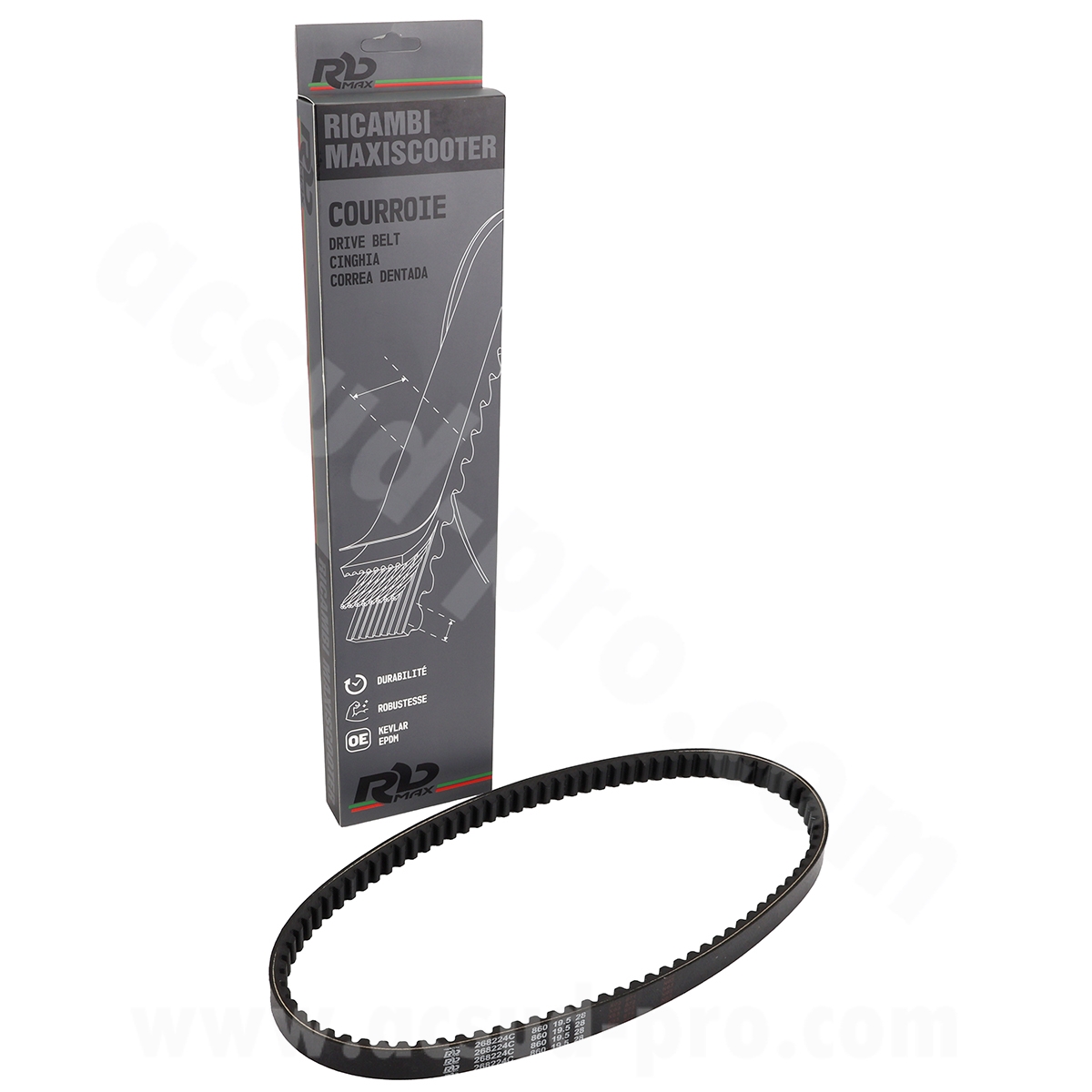 Courroie maxiscooter aramide EPDM RB max adaptable Yamaha NMAX 125 ABS 2015-2020 / MBK Ocito 125 2015-2019 - vue 2