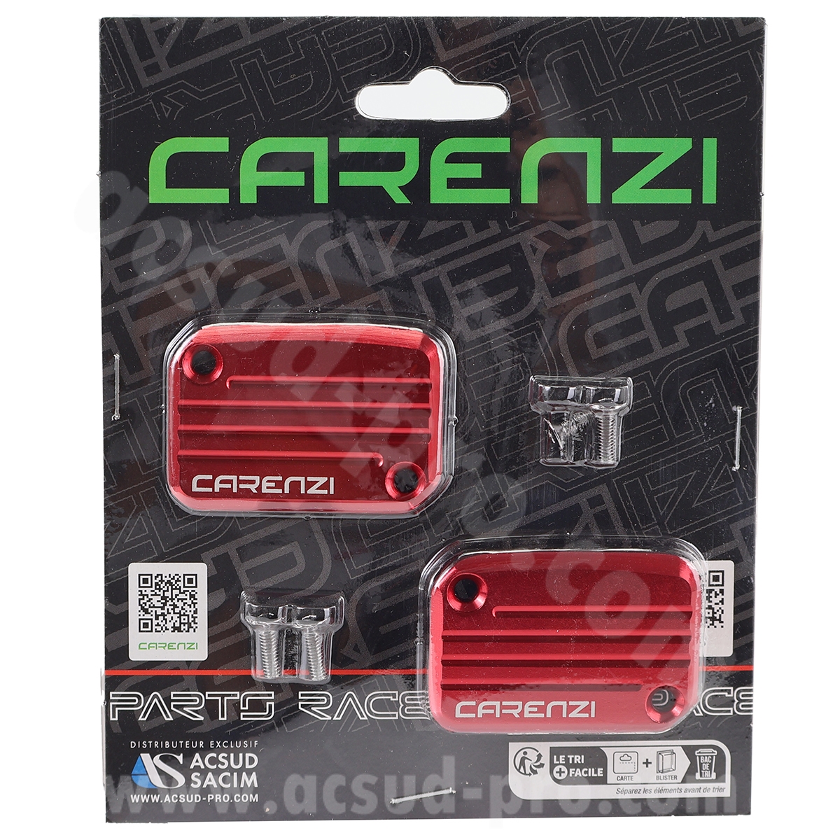 Couvercle réservoir maître-cylindre frein CNC Carenzi adapté Yamaha Aerox/MBK Nitro rouge (la paire) - vue 2