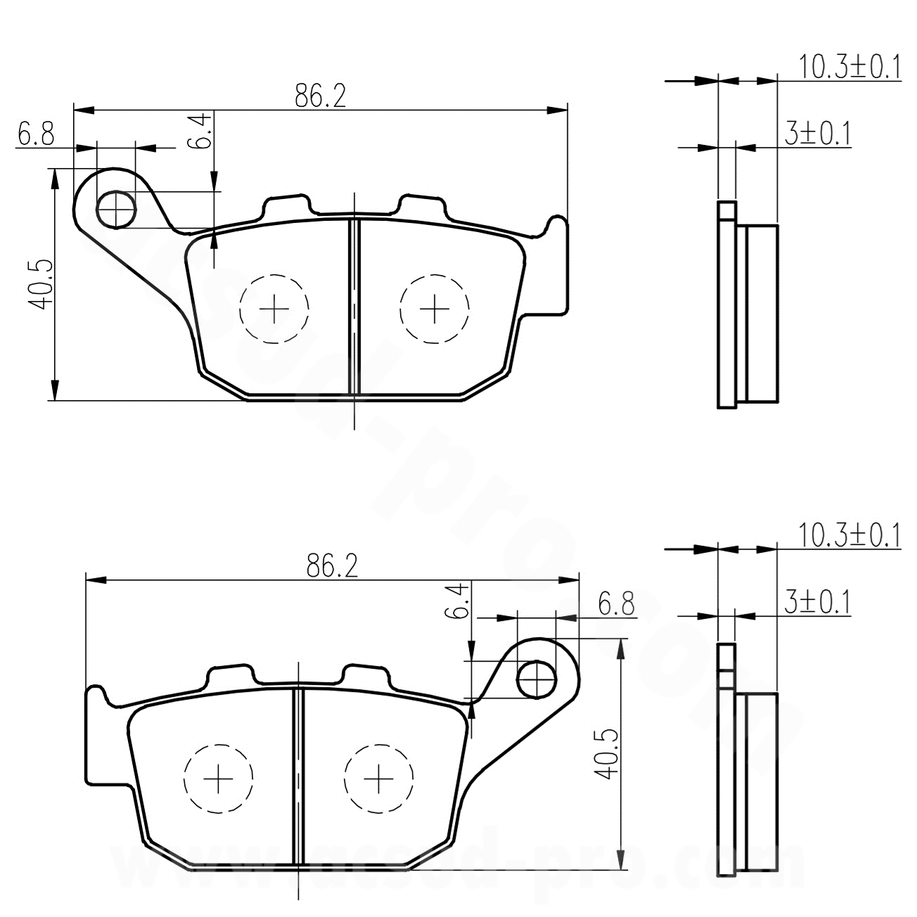 Plaquette de frein arrière maxiscooter RB max adaptable Honda Pantheon 125-150 / X-ADV 750 / Transalp / Africa Twin / Buell / Triumph - vue 2
