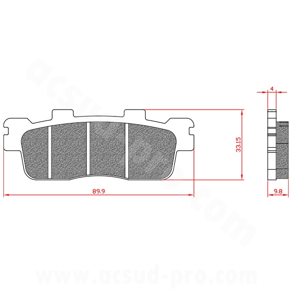 Plaquette de frein arrière Brenta adaptable Kymco Dink Downtown People 125-300 cc / Kawasaki J 125-300 cc homologuée ECE R90 BR3103