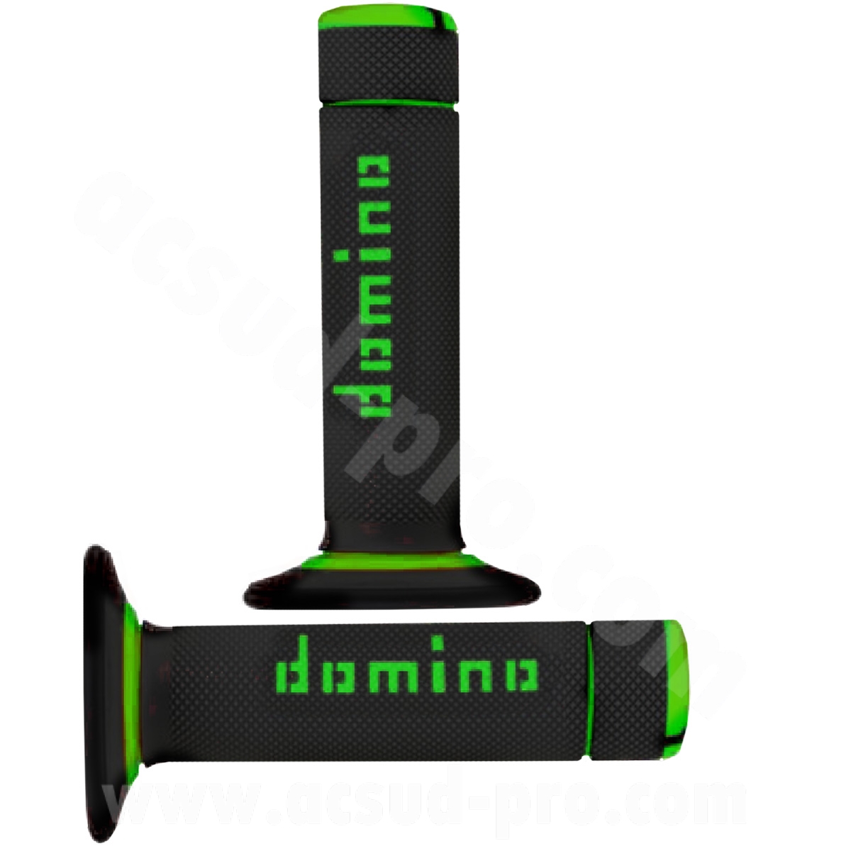 Revêtement poignée Domino moto off-road A020 noir/vert closed end 120-123 mm (la paire)