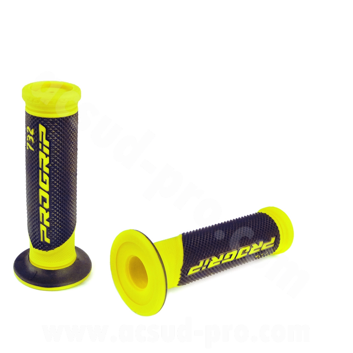 Revêtement poignée Progrip 732 jaune fluo/noir closed end 125 mm (la paire)