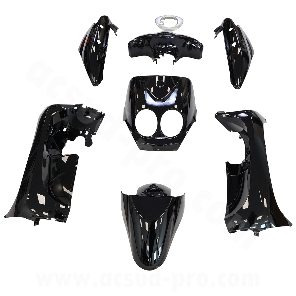 Kit carrosserie MBK Ovetto 2011-2014 / Yamaha Néos 2011-2014 noir 2T (8 pièces)