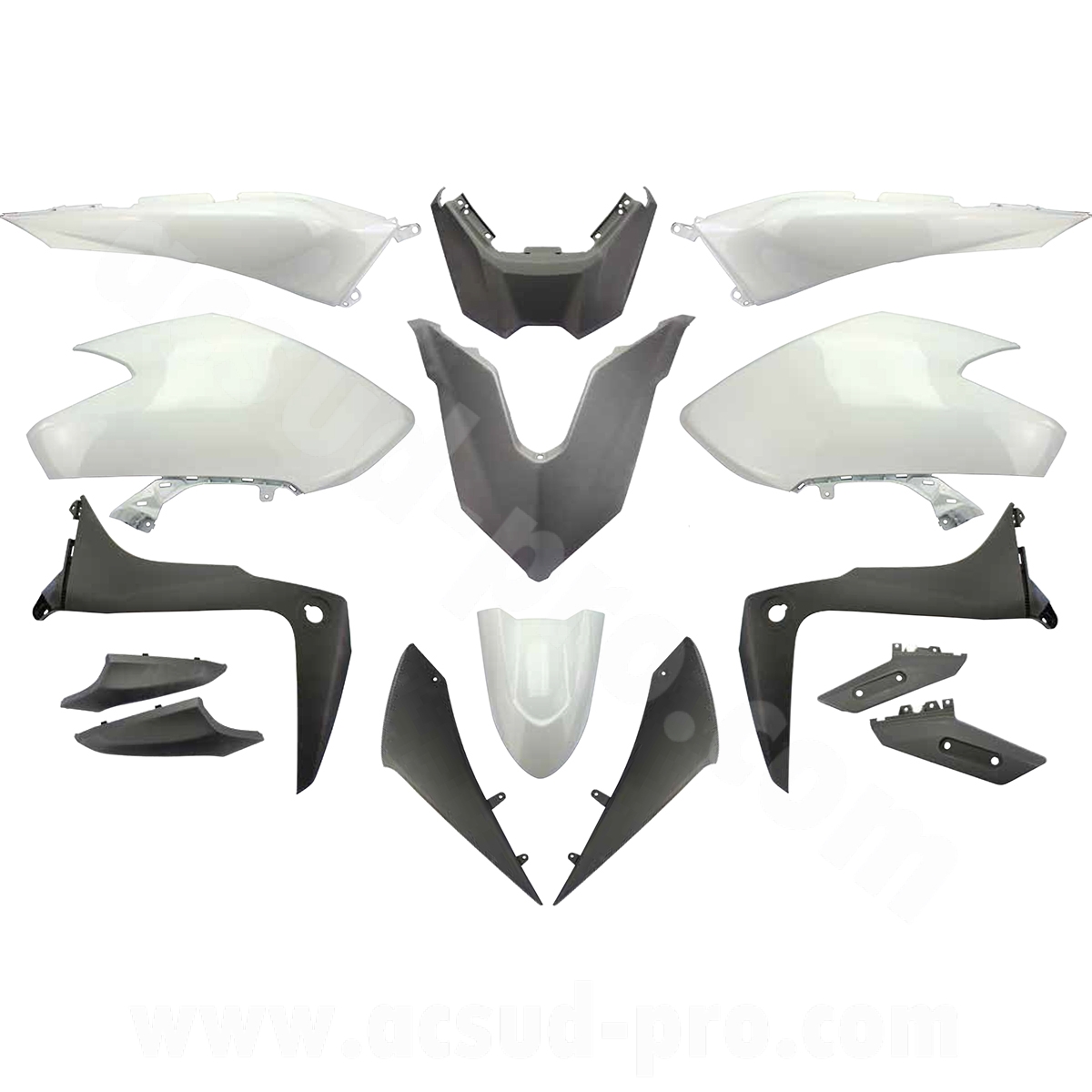 Kit carrosserie Yamaha TMAX 530 2017-2019 SX/DX blanc compétition (15 pièces)