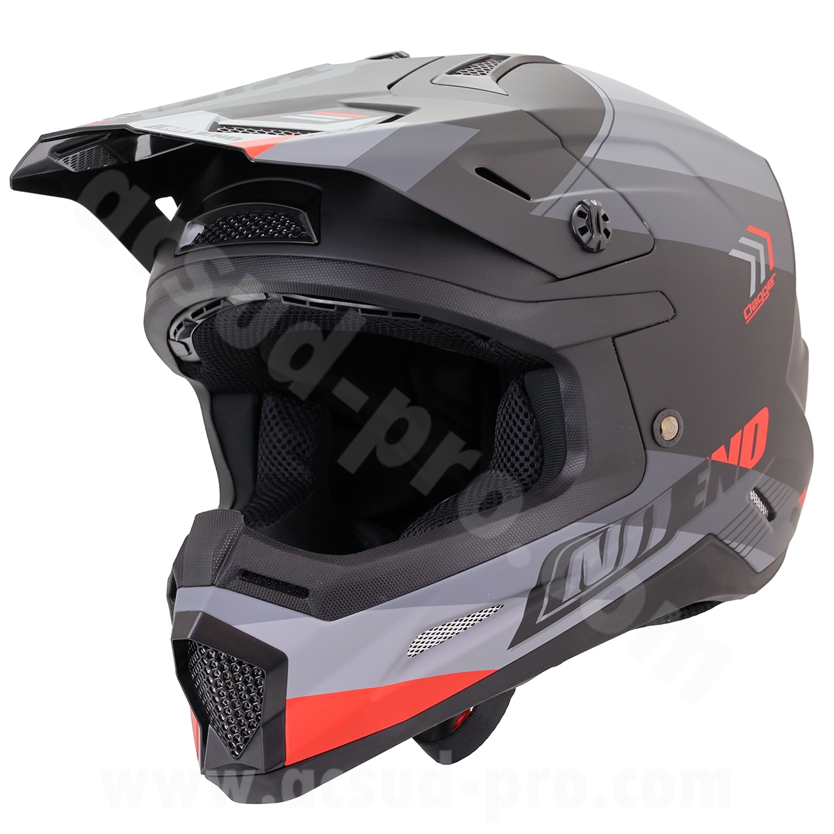 Casque cross Noend Dagger noir rouge mat L - vue 2