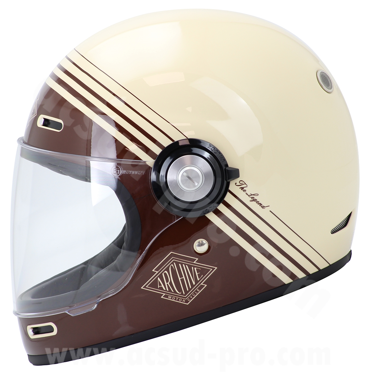 Casque intégral Archive Vintage The Legend fibre marron taille M - vue 3