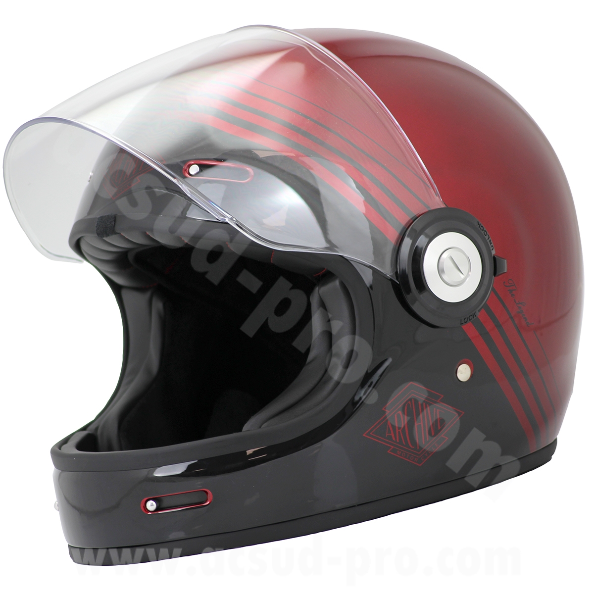Casque intégral Archive Vintage The Legend fibre rouge brillant taille XXL - vue 7