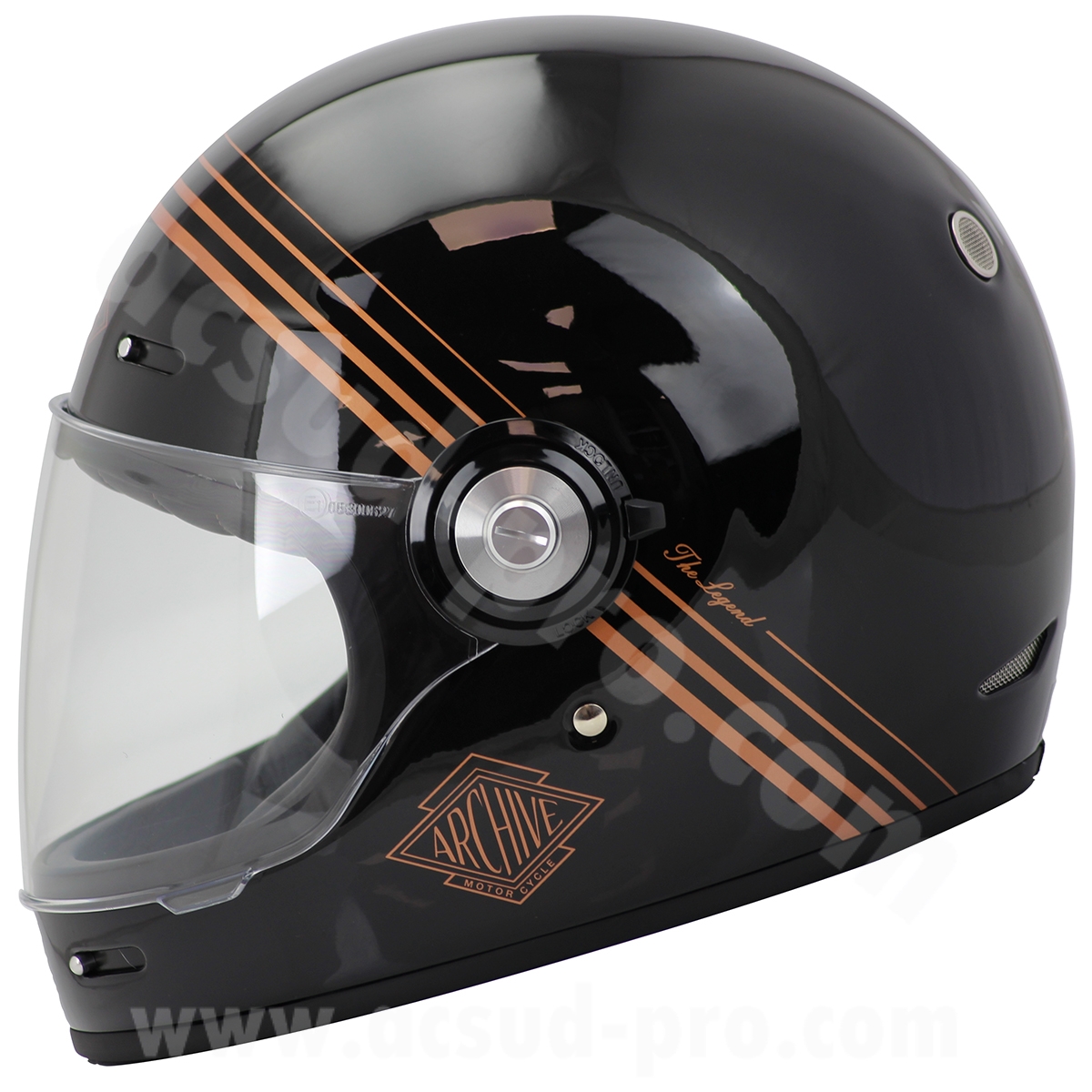 Casque intégral Archive Vintage The Legend fibre noir/or XXL - vue 3