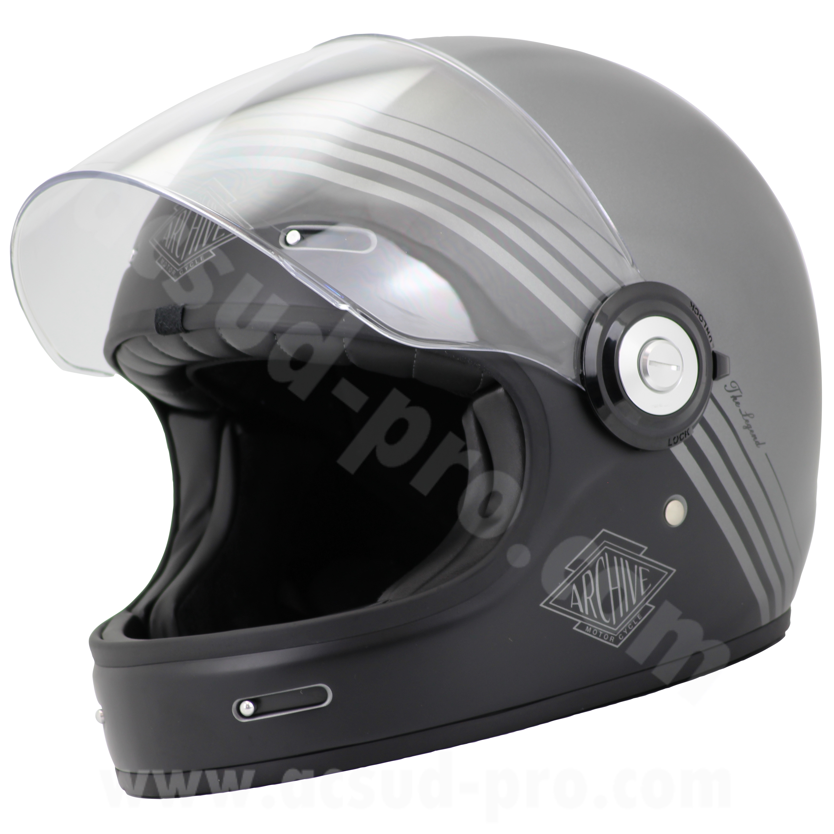 Casque intégral Archive Vintage The Legend fibre grise taille L - vue 2