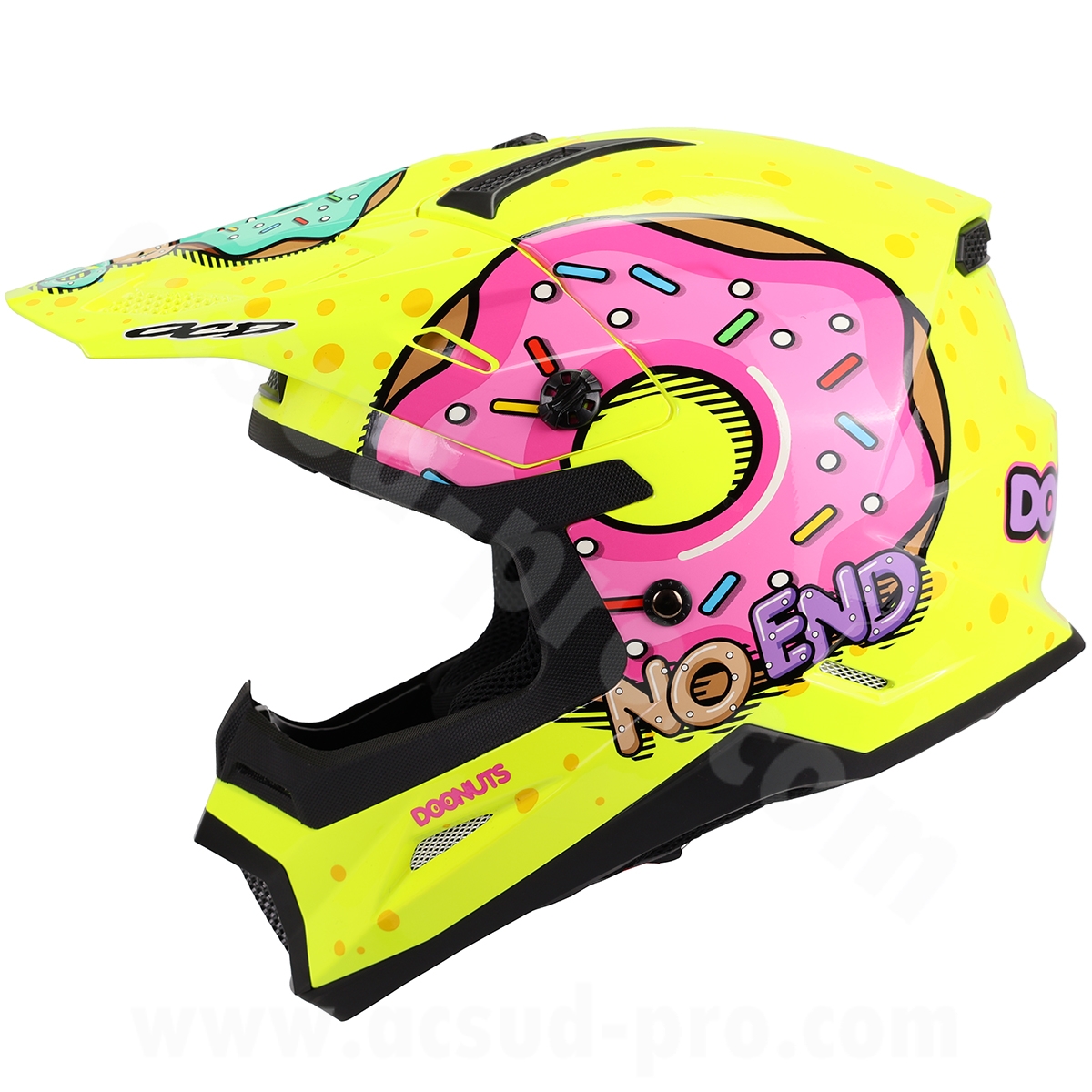 Casque cross enfant Donuts Noend jaune fluo (47-48 cm) UN-R22.06 - vue 2
