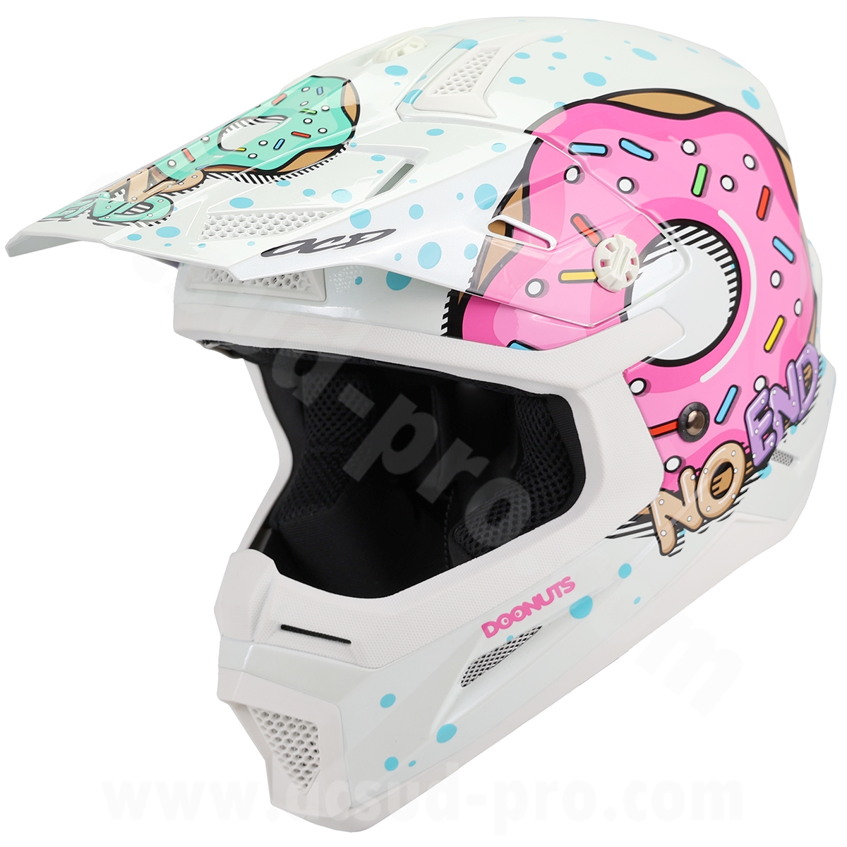 Casque cross enfant Donuts noend blanc YM (49-50 cm) UN-R22.06