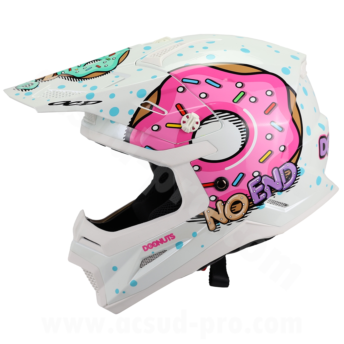 Casque cross enfant Donuts noend blanc YM (49-50 cm) UN-R22.06 - vue 2