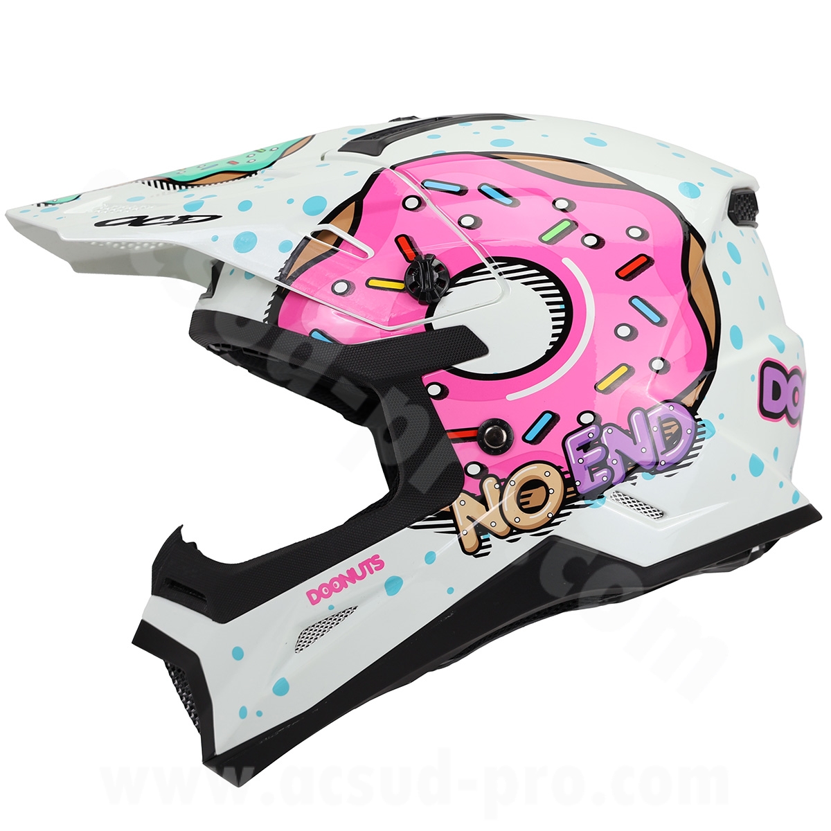 Casque cross enfant Donuts noend blanc YM (49-50 cm) UN-R22.06 - vue 3