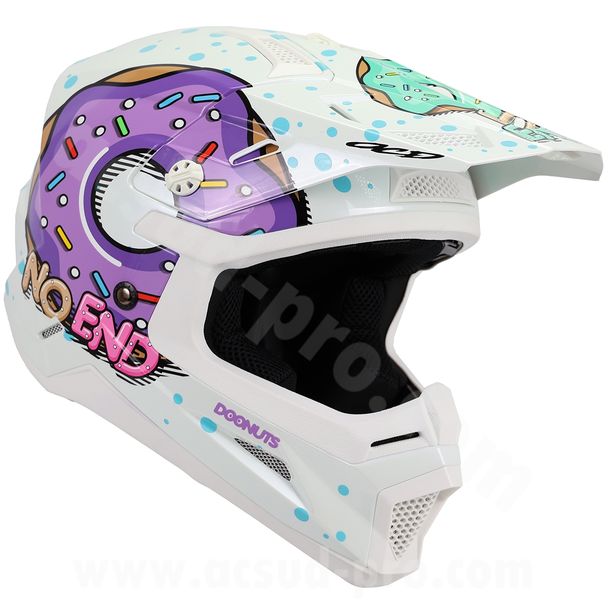 Casque cross enfant Donuts noend blanc YM (49-50 cm) UN-R22.06 - vue 6