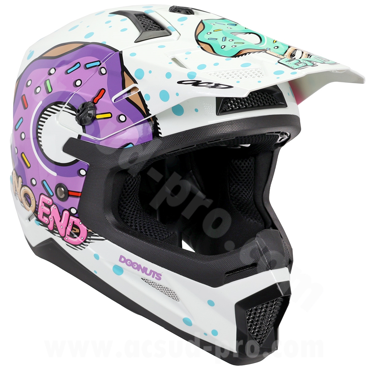 Casque cross enfant Donuts noend blanc YM (49-50 cm) UN-R22.06 - vue 7