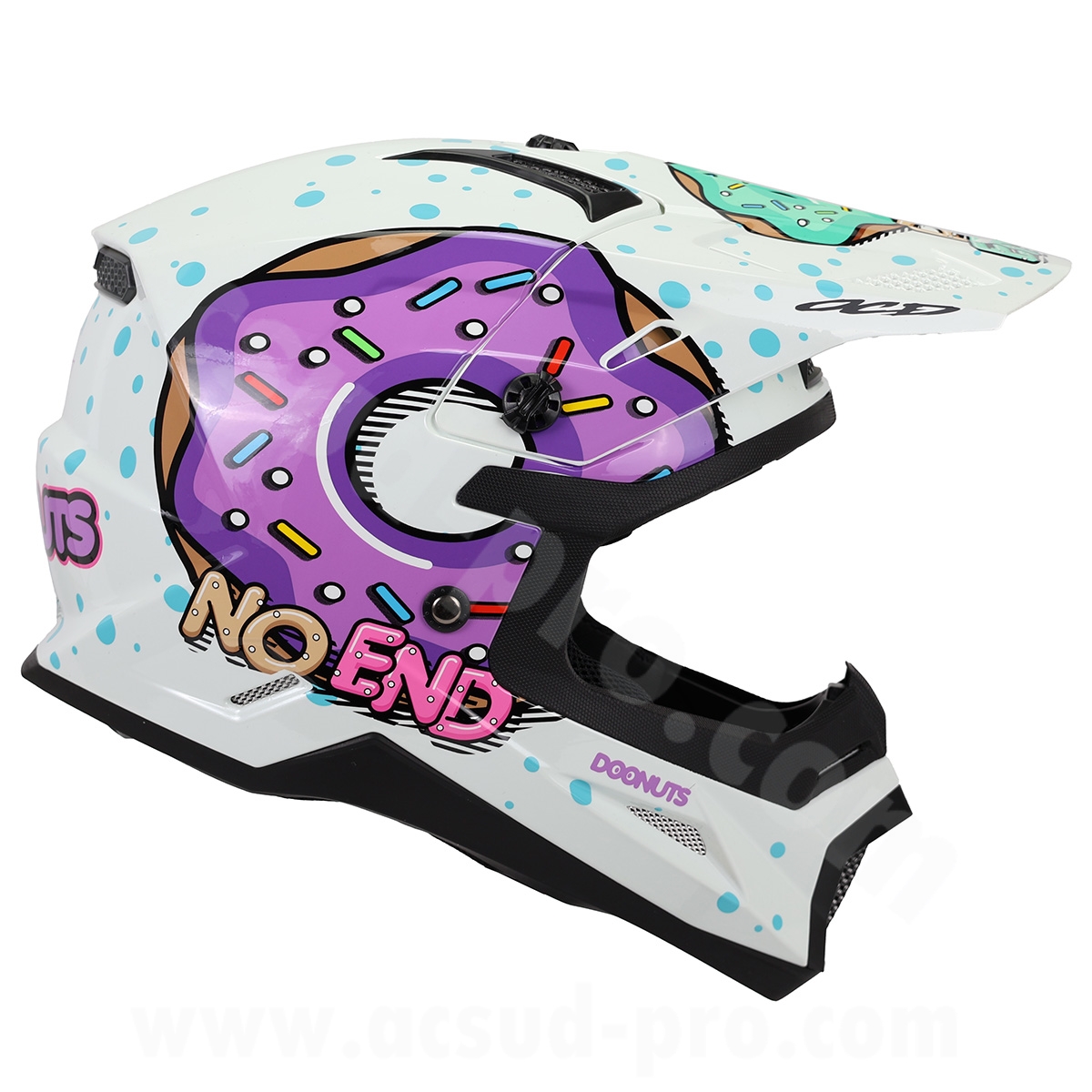 Casque cross enfant Donuts noend blanc YM (49-50 cm) UN-R22.06 - vue 9