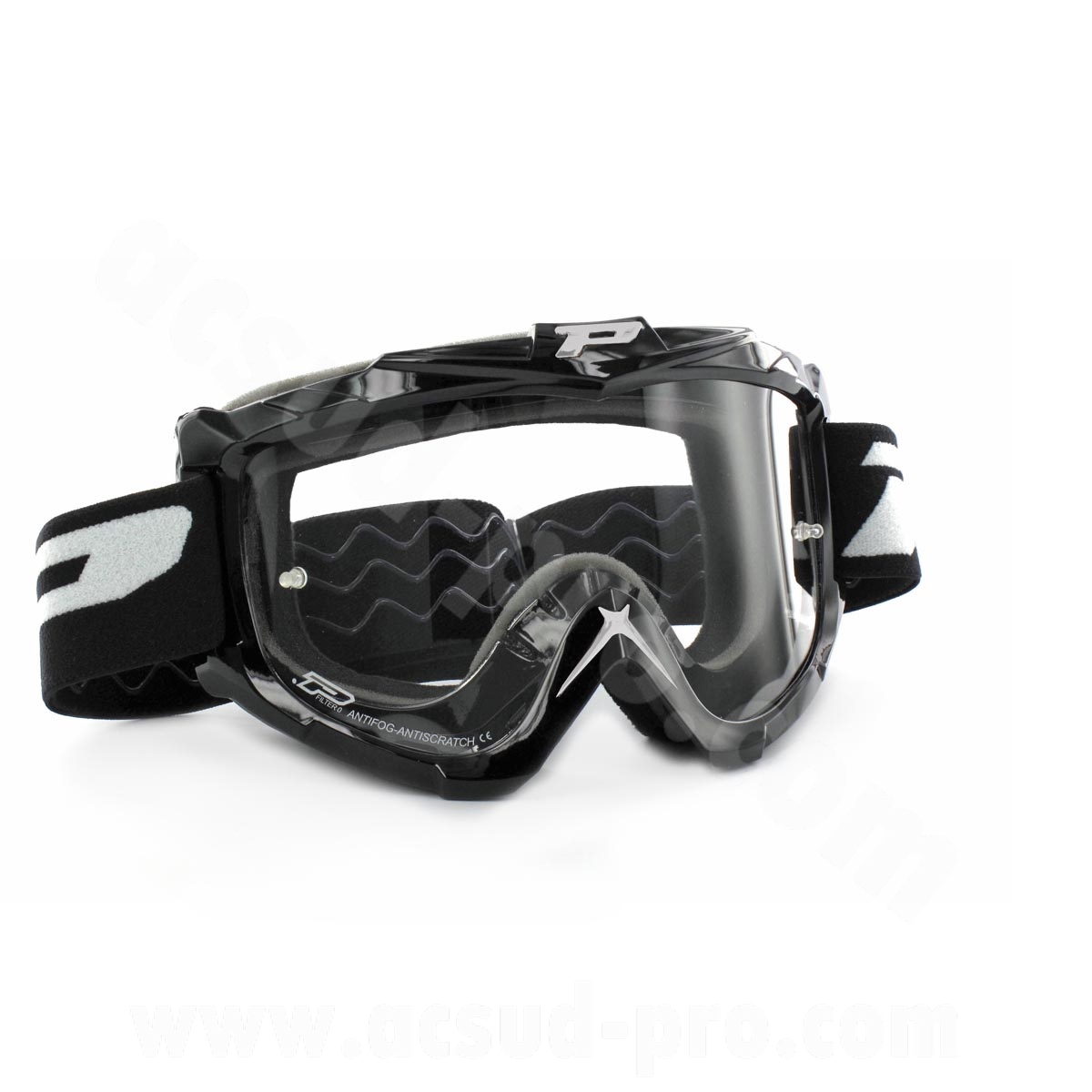 Masque cross moto Progrip 3301 noir écran transparent anti-rayures anti-buée