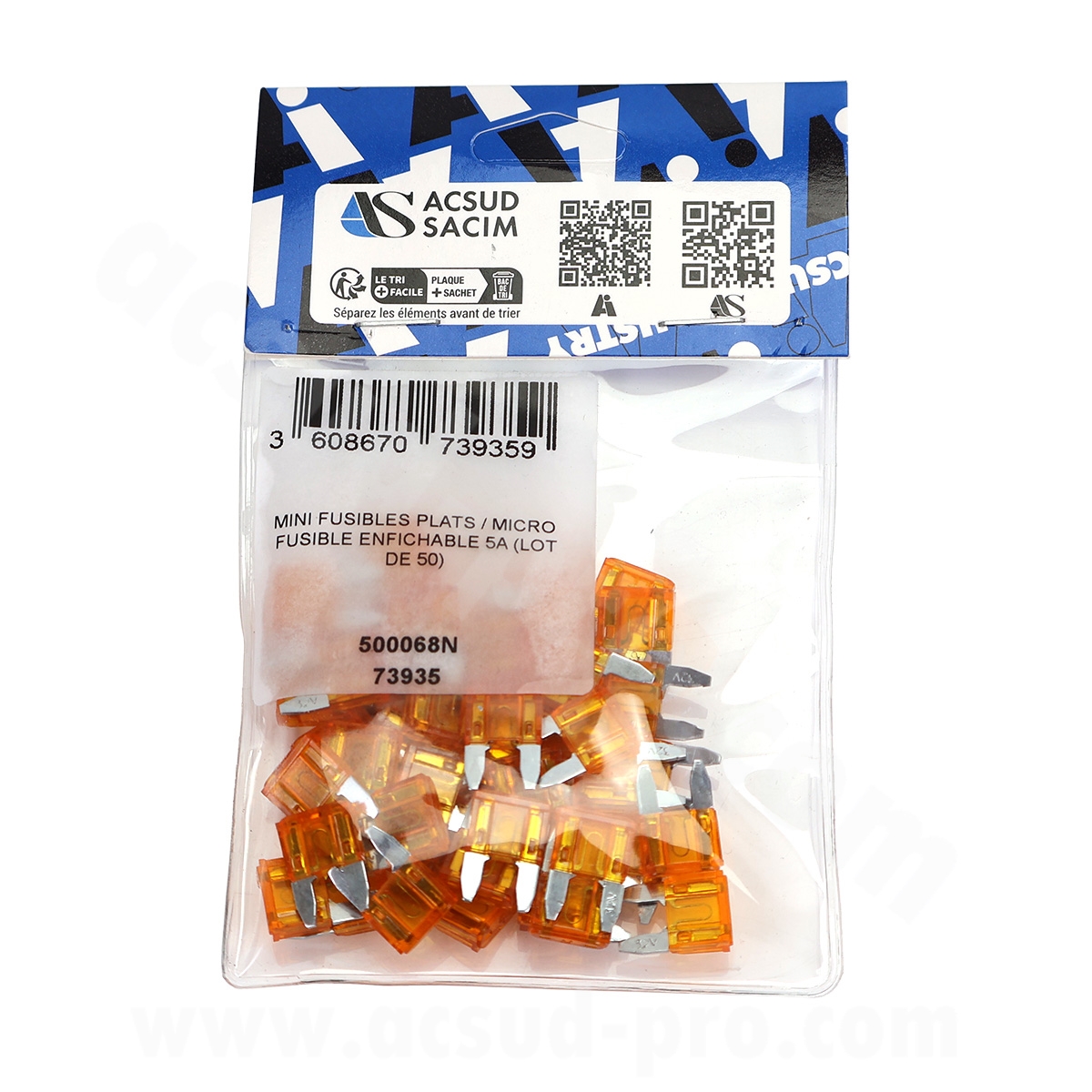 Mini fusibles plats micro-fusible enfichable 5A lot de 50 Peugeot - vue 2