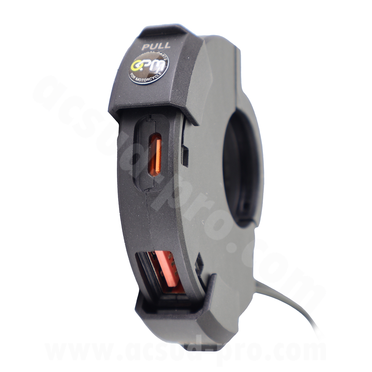 Prise chargeur double usb b + usb c universel moto (DC 12-24V, usb: 5V-3.4A, 9V-2A, 12V-1.5A, type c: 5V-3A, 9V-3A, 12V-2.5A) (fixation guidon) - vue 3