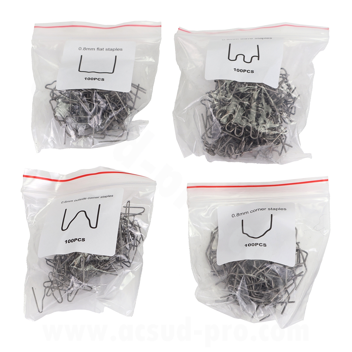 Recharge d'agrafes pour pistolet de soudure plastique carrosserie (4 x 100 pièces)