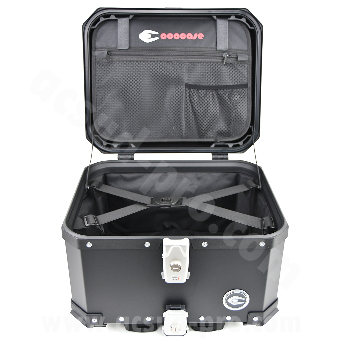 Top case moto/scooter Coocase aluminium série 45 litres avec dosseret ajustable noir - vue 5