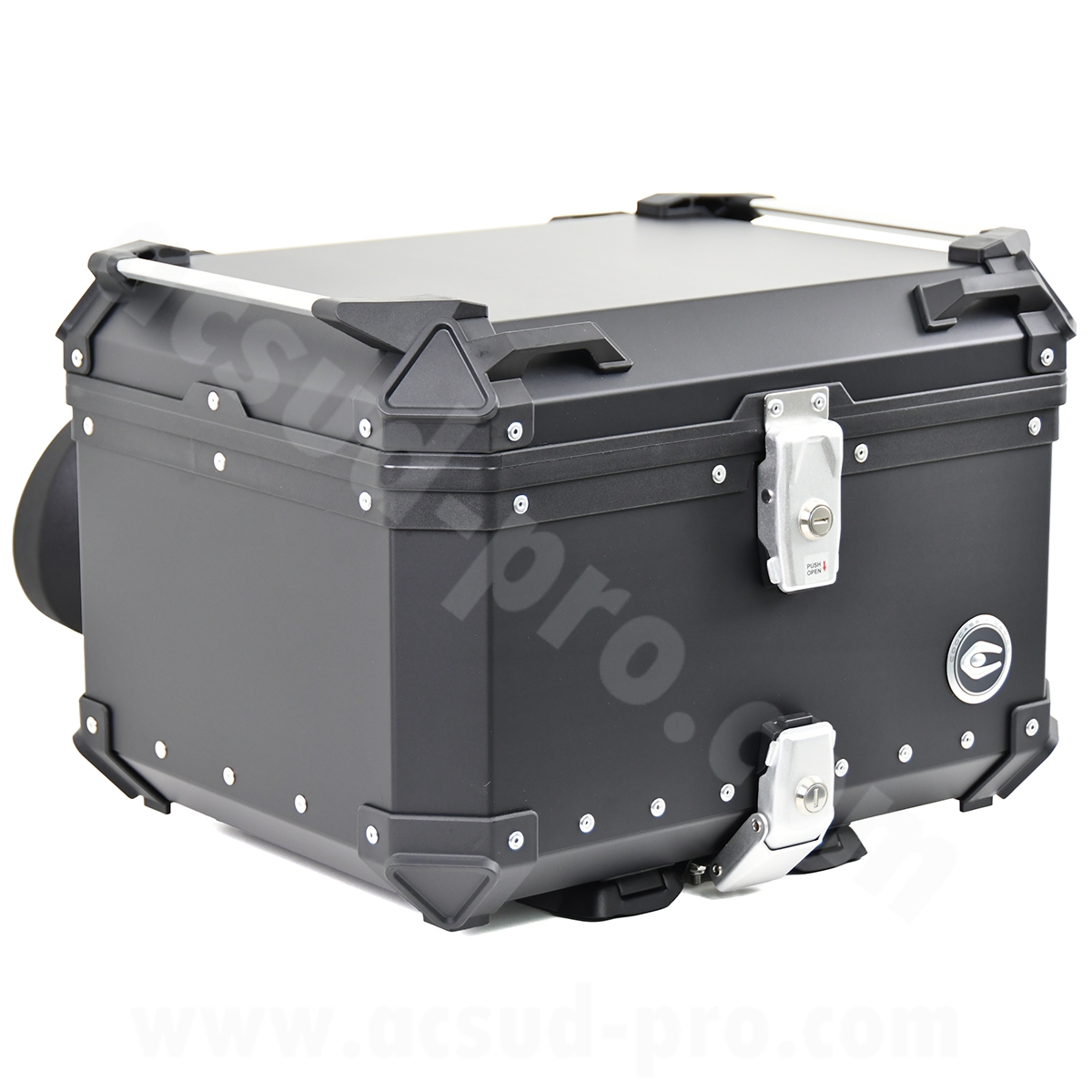 Top case aluminium Coocase série 55 litres avec dosseret ajustable noir - vue 2