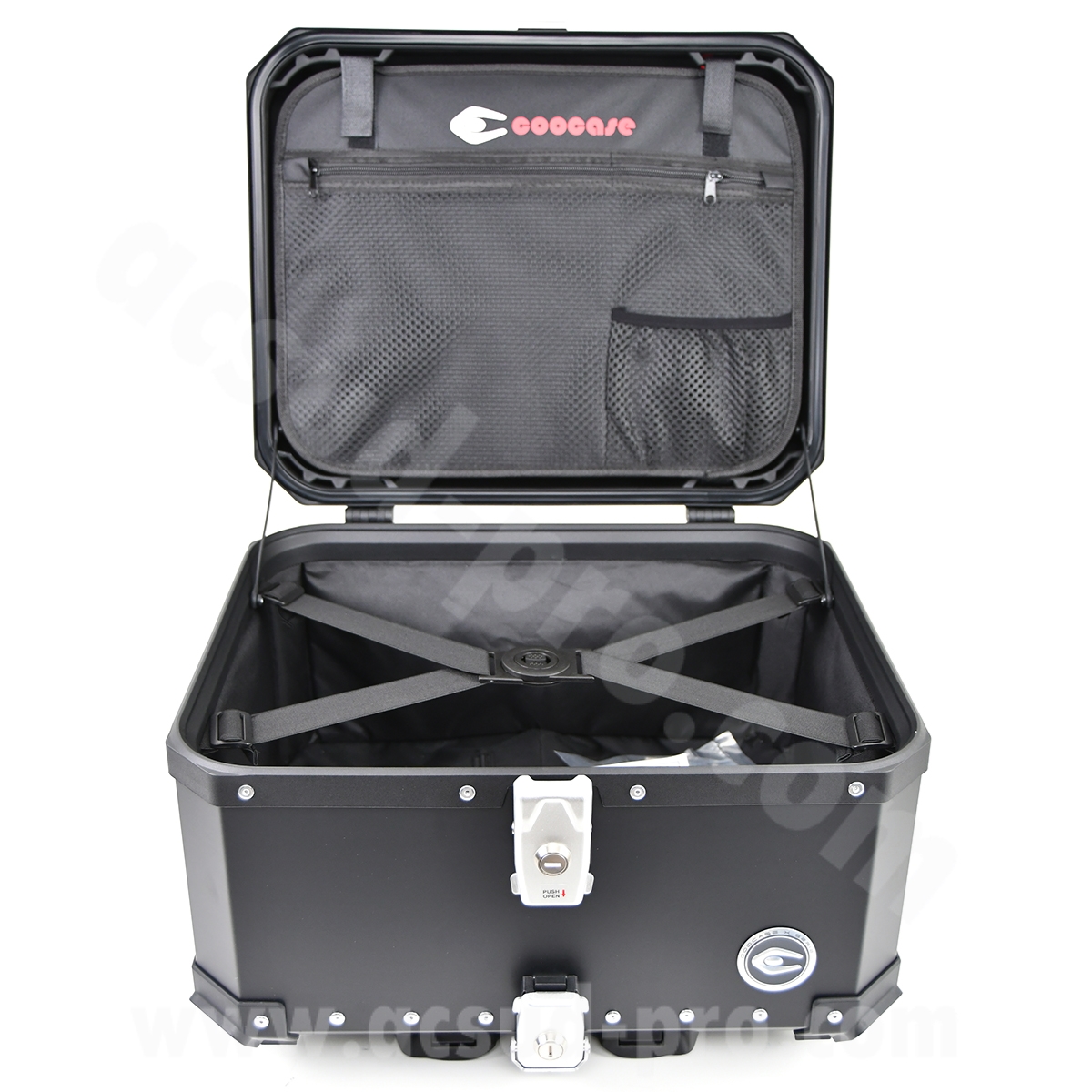 Top case aluminium Coocase série 55 litres avec dosseret ajustable noir - vue 5