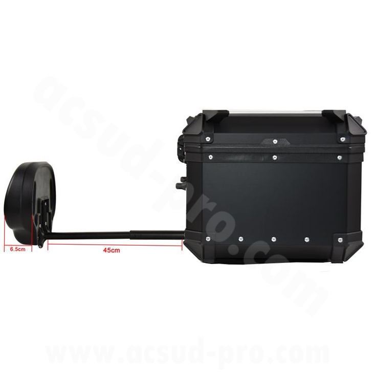 Top case aluminium Coocase série 55 litres avec dosseret ajustable noir - vue 6