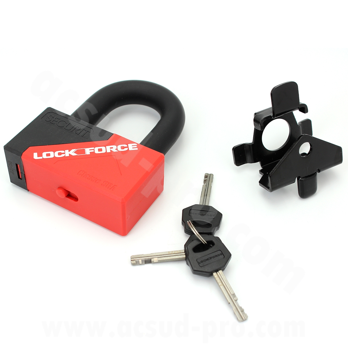 Antivol mini U 55 x 43 Lockforce Sécurité Ø16.5 3 clés + support moto/scooter homologué SRA - vue 2