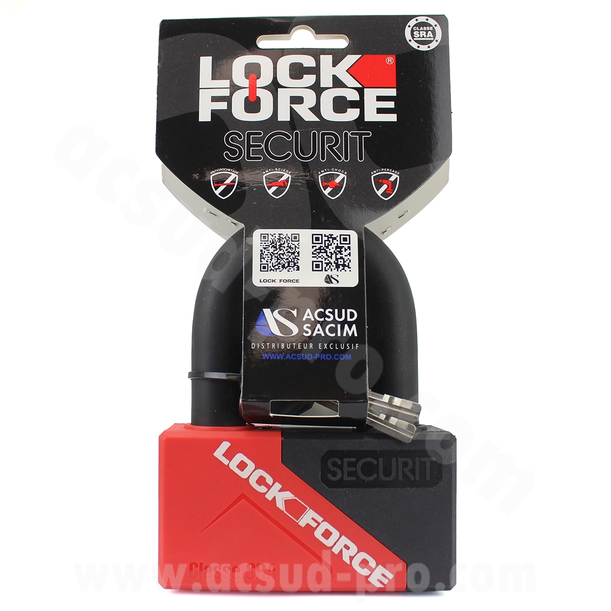 Antivol U mini Lockforce Sécurité 55 x 43 mm Ø16,5 avec 3 clés - Homologué SRA - vue 4