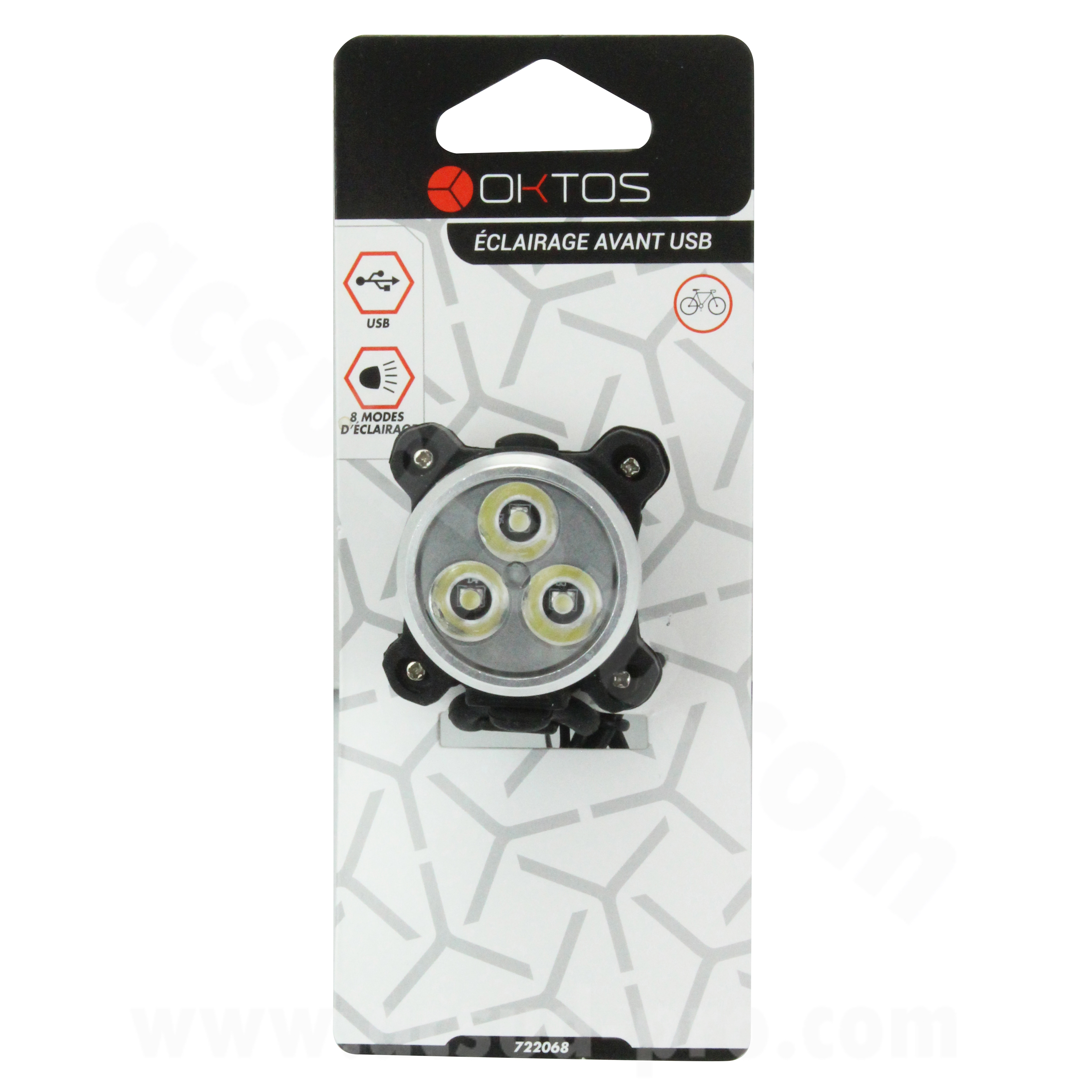 Éclairage vélo avant rechargeable USB Oktos Disco - vue 3