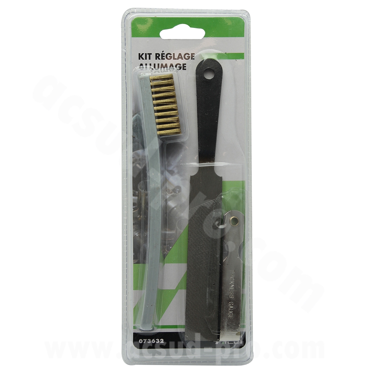 Kit réglage bougies avec brosse, lime et 9 cales 0.04-0.3 mm - vue 2
