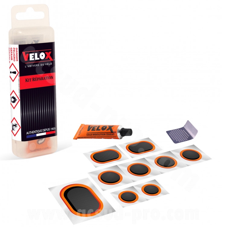Kit de réparation Vélo Allbike - 9 rustines + tube dissolution 5 ML + râpe