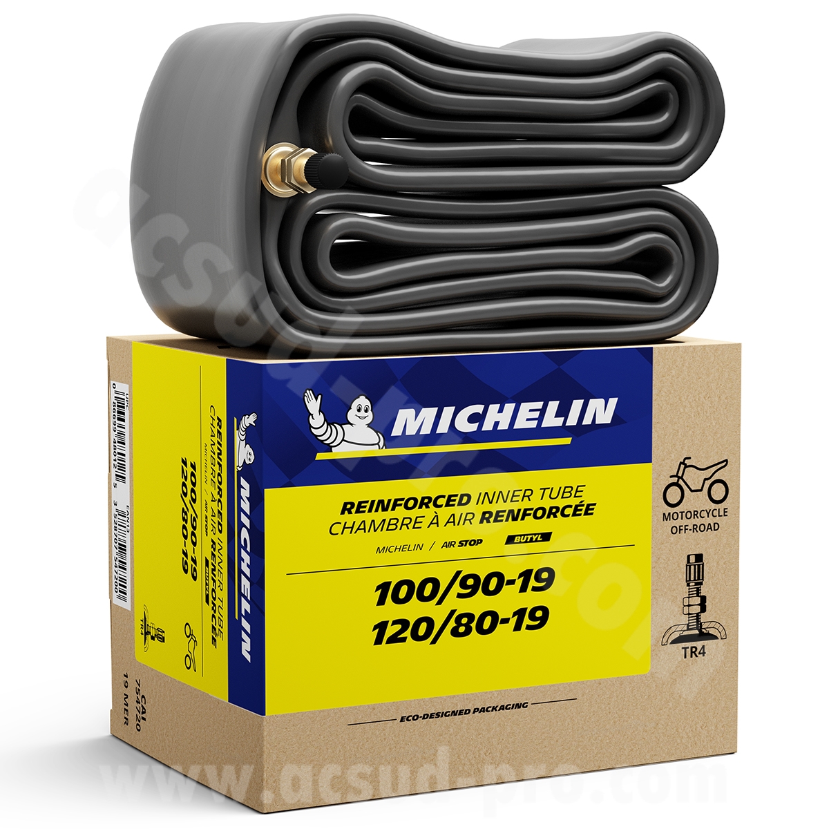 Chambre a air moto renforcee 19" 100/90-19; 120/80-19 michelin 19MER valve TR4 (standard) (cross) 3528707547200