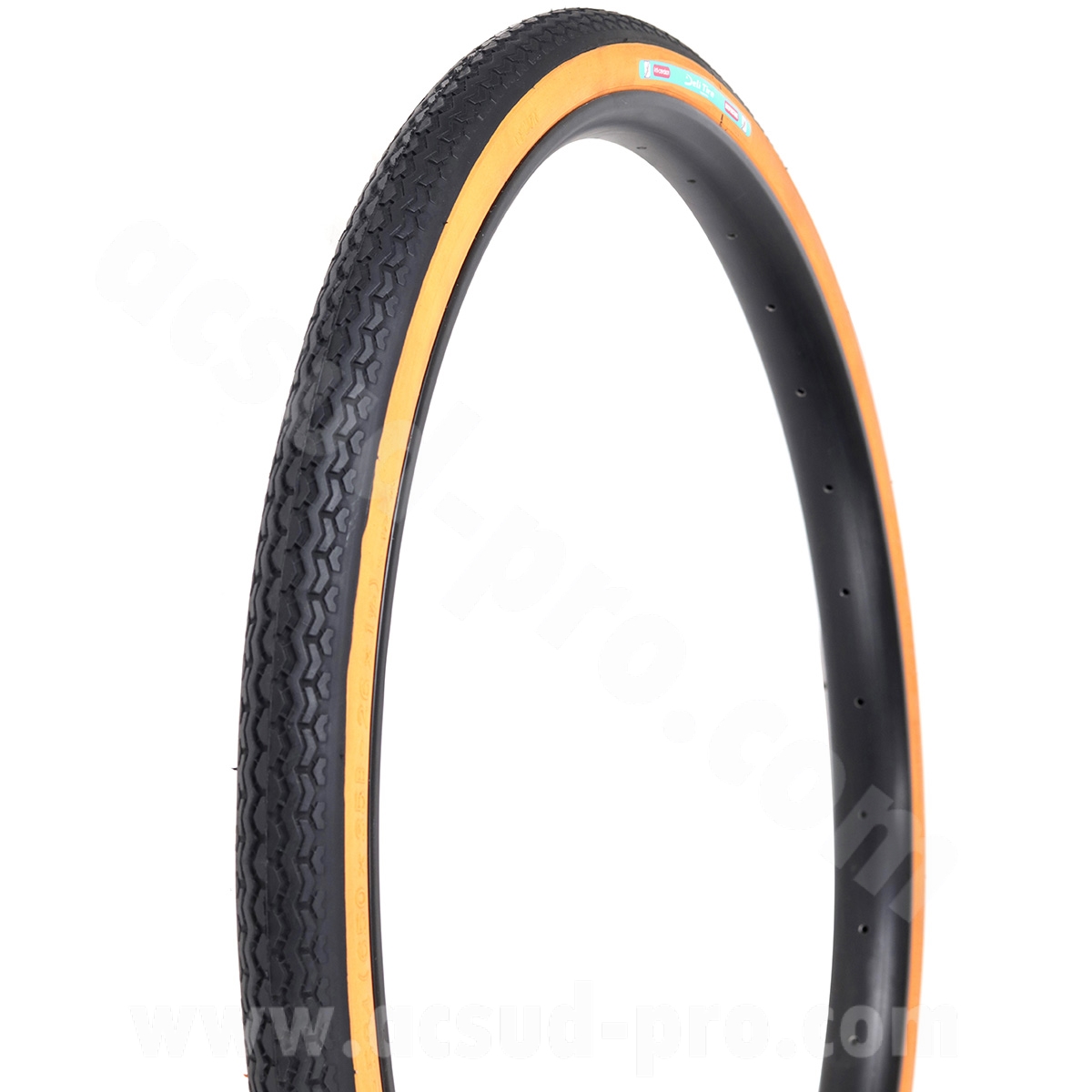 Pneu vélo 650 x 35B Deli S-172 brun/noir anti-crevaison 1,3 mm tringle rigide TR (35-584)