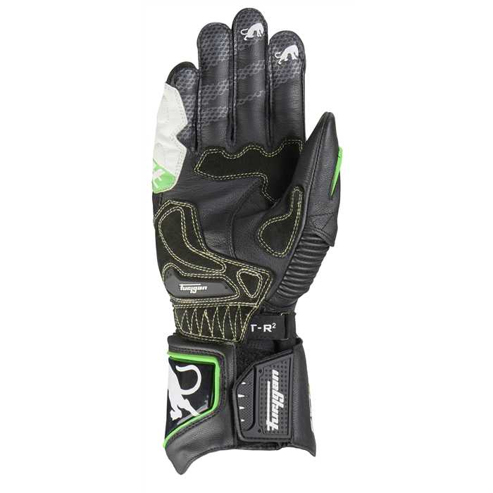 Gants FURYGAN FIT R 2 Noir-Blanc-Vert fluo - vue 2