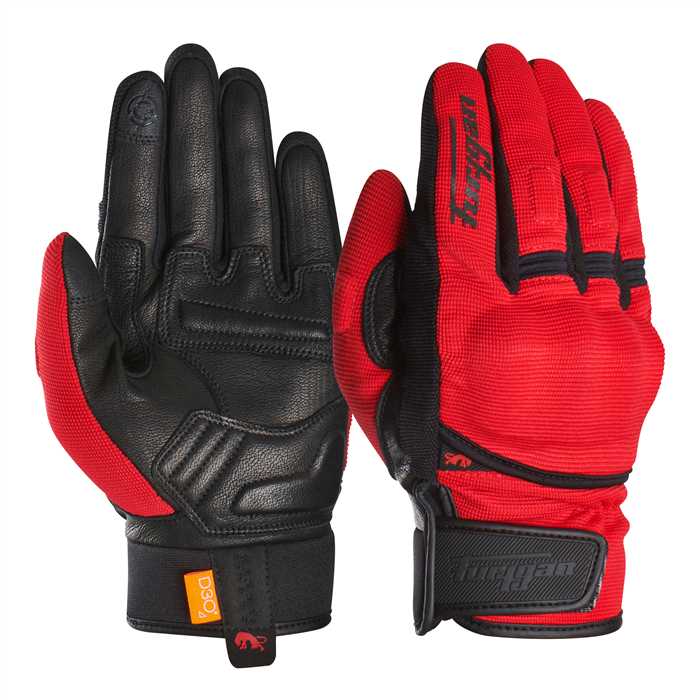 Gants Furygan Jet D3O® Rouge-Noir - vue 3