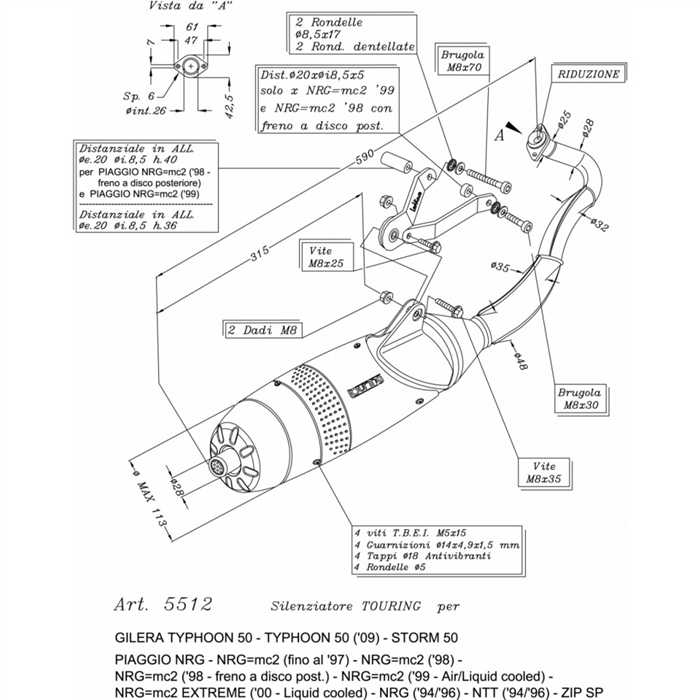 Pot d'échappement Leovince Scoot Touring Piaggio Typhoon 1993-2011 / NRG / NRG MC2 / Zip SP / Gilera Storm - vue 2