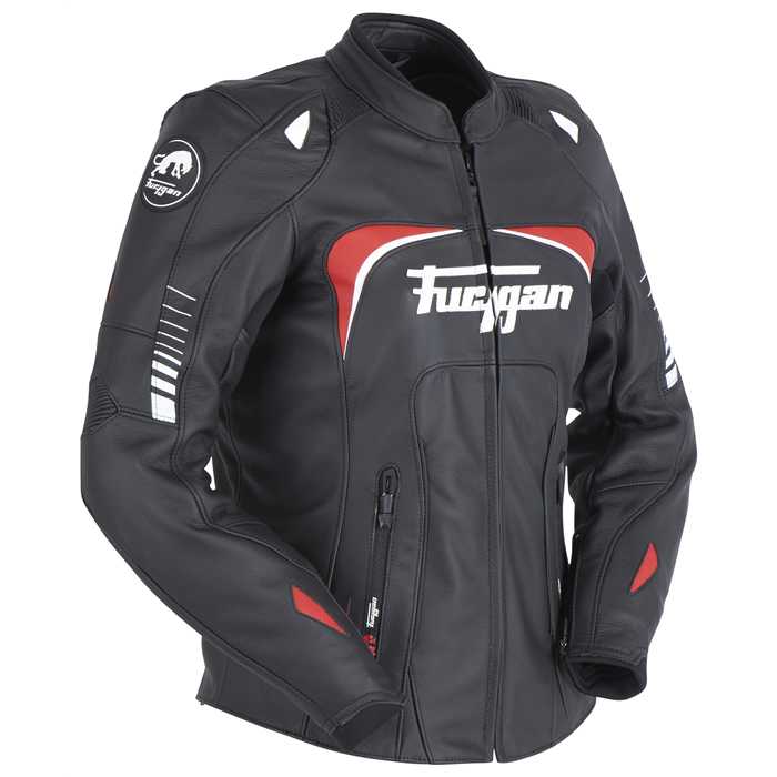 Blouson cuir Furygan Ginger noir blanc rouge - vue 2