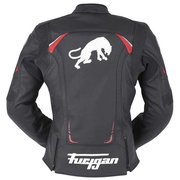 Blouson cuir Furygan Ginger noir blanc rouge - vue 3