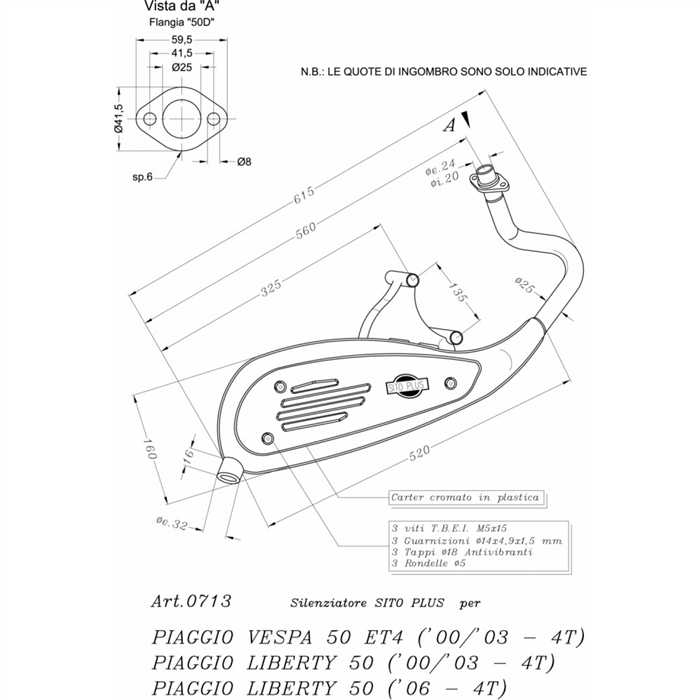 Silencieux LEOVINCE Sito Plus Piaggio Liberty 50 4T / Vespa ET4 / Vespa LX 4T - vue 2