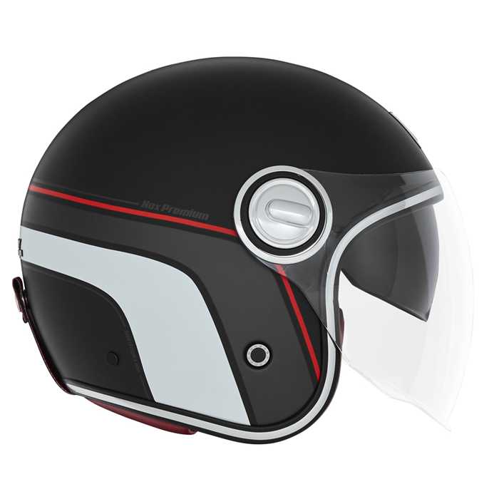 Casque Nox Jet Heritage Line noir mat rouge blanc