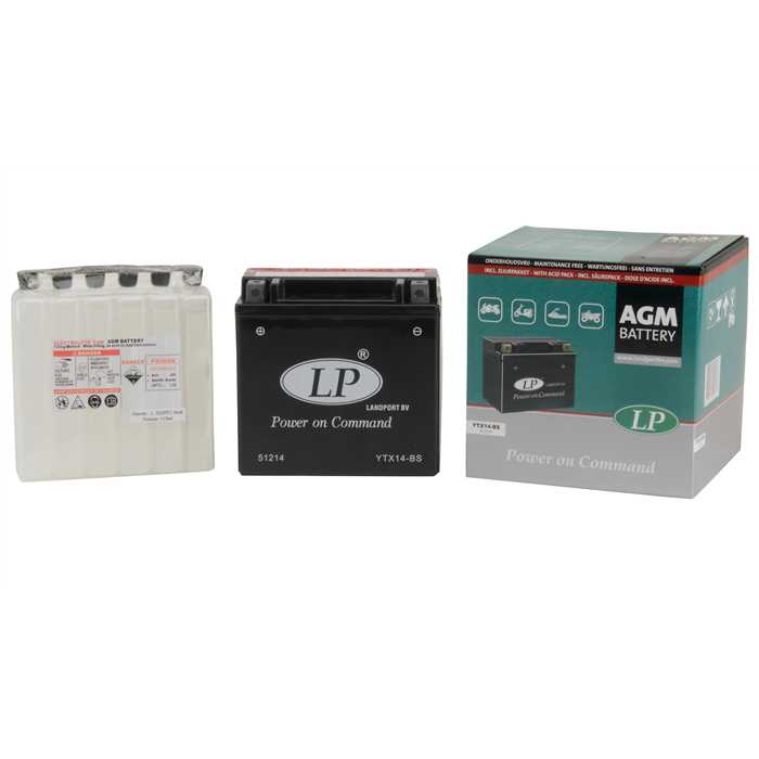 Batterie Landport LTX14-BS 12V 12AH sans entretien agm adapt. (piaggio MP3 400-500 cc / vespa GTS 300 cc) (equivalent YTX14-BS) - vue 2