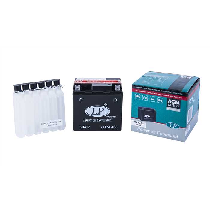 Batterie Landport LTX5L-BS 12V 4AH sans entretien agm adapt. (scarabeo/vivacity/derbi DRD pro/kymco agility/quad spider 110 cc) ( equivalent YTX5L-BS) - vue 2